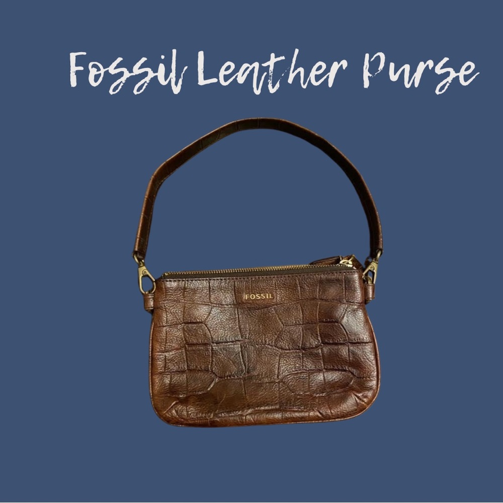 Fossil Leather Croc Embossed HandBag